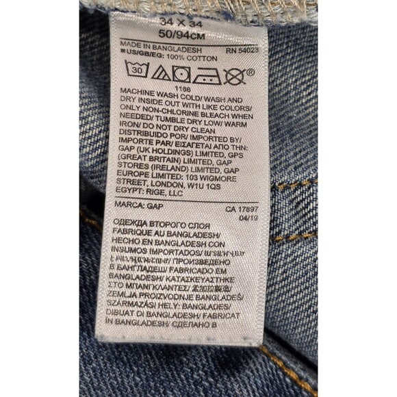 Gap Mens Blue Jeans Bootcut Mid Rise Medium Wash Cotton Denim Cowboy 34x34 - Picture 12 of 16